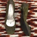 90s Y2K Preppy Whimsygoth Coquette Green Leather Suede Bow Plaid Kitten Heels Pumps Babydoll Patchwork #cottagecore Photo 0