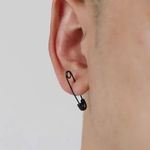 Black Safety Pin Earrings, Safety Pin Earrings Photo 4