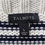 Talbots  Women's Striped Cotton Sweater Large Large Navy Blue White Long‎ Sleeve Photo 3