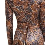 Elodie Anthropologie Crop Top Blouse Sz M Paisley Velvet Smocked Long Sleeve Photo 1