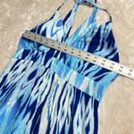 Athleta Midi Dress Women's Small Blue White Tie Dye Halter V-Neck Empire Waist Photo 8