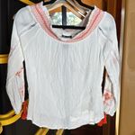 Wrangler  WOMEN'S EMBROIDERED TASSEL OFF SHOULDER TOP WHITE ORANGE SIZE MEDIUM Photo 5