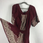 Tularosa Fiona Burgundy Off The Shoulder Embroidered Smocked Boho Dress Medium Photo 12