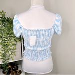 Lush Clothing LUSH Blue and White Swirl Smocked Short Sleeve Crop Top NEW Size M Photo 5