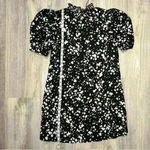 Who What Wear NWT  Ruffle High Neck Short Sleeve Black White Shift Dress Size S Photo 4