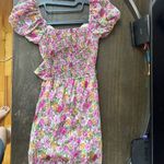 Princess Polly Floral Cutout Mini Dress Pink/Purple/Green/Yellow Photo 5