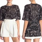 IRO Jeans Nkome Printed Paisley Tissue Linen Short Sleeve Crewneck T-Shirt XS Photo 9