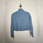 OAT New York Cropped Denim Jacket Waist Drawstrings Size‎ Small Oversized NWT Blue Photo 2