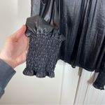 Current Air Current‎ Air Anthropologie Puff Sleeve Blouse black metallic smocked top Photo 1