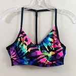 PINK - Victoria's Secret Victoria’s Secret PINK Spiral Tie-Dye Black/Pink Sports Bra Photo 0