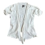 Take Out Short Sleeve Knit Cropped Open Cardigan Sweater Lightweight White Small Photo 1