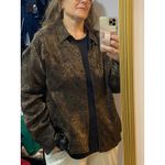 Chico's Metallic Bronze Snake Leaf Print Button Jacket Top Size 3 (L/XL) Photo 9