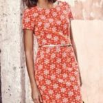 Boden Phoebe Jersey Knit Dress in Orange & Blue Floral Daisy Print Size 6 Petite Photo 1