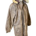 Wild Cats Pelsnoer Denmark Women Brown Leather Plaid Lining Hooded Jacket Coat L Size L Photo 13