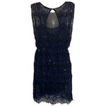 Alice + Olivia   Blue Lace Sequin Bead Sleeveless Mini Dress Keyhole Back XS S Photo 4