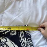 Trina Turk  Womens 6 Blue White Paisley Tassel Hem Pants Flat Front Side Zip Photo 5