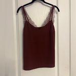 EXPRESS  Satin Lace Strap V-Neck Downtown Cami Top XS Rum Raisin Brown Photo 5