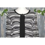 Liz Claiborne Ladies Black White Single Button Cardigan Sweater SZ M Open Front Photo 3