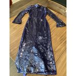 SELF PORTRAIT back cutout sequin long sleeve Open Back blue midi dress size 0 Photo 6