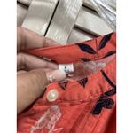 Gap Orange/Black/White Floral Blouse 3/4 Sleeve Size S Pleated Button Up Photo 2