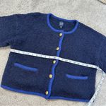Gap Women’s Boucle Cropped Sweater Jacket Wool Alpaca Blend in Navy Combo S Photo 13