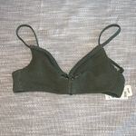 Aerie  Olive Green w/shimmer tones Ribbed bikini top | XS | NWT Photo 0