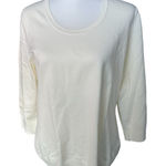 Lands' End 3/4 Sleeve Sweater White Large Photo 0
