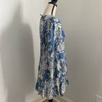 Angie Floral Long Sleeve Dress Large Slate Blue Lace Trim Prarie Boho Bloomcore Photo 11