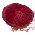 J.L. Brandeis & Sons Vintage Velvet Pillbox Hat with Veiling Red Photo 0
