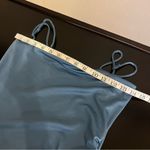 VIBE bodycon flirty dress, side slit & ruffle detail, Teal blue, stretchy, M Blue Size M Photo 7