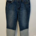 Evidnt  Malibu Blue Dip Dyed Two Tone Cropped Jeans Photo 0