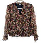 Laura Ashley Vintage Silk Paisley Ruffle Neck Blouse Top Womens Size 8 NWT Photo 0