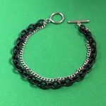 Double Layer Titanium Steel Link Chain Bracelet for Men Women Black Photo 4