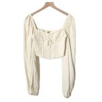 For Love & Lemons Janet Crop Corset Top Ivory White Puff Sleeve Square Neck XS Photo 1