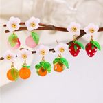 Strawberry Flower Drop Earrings Red Photo 2