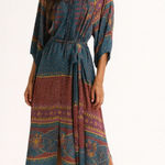 Sundance XL Boho Midi Maxi Dress Jewel Tone Modal Resort Wear Tie Waist NWT Photo 0