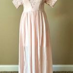 SOLEBLU | Baby Pink Embroidered Cold Shoulder Maxi Dress Sz S Photo 8