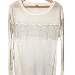 Boutique Snidal Lace Stripe Crew Neck Pullover Sweater S Photo 0