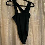 EXPRESS  Black Asymmetrical Strappy Jersey Knit Smooth Bodysuit XS Photo 1