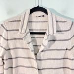 Eileen Fisher White & Grey Striped Cotton V-neck Blazer Style Cardigan Size PM Photo 1