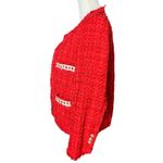ZARA  Woman Red Tweed Bouclé Blazer Jacket,Parisian Chic, Statement Piece M Photo 6
