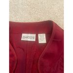Chico's  Red Velvet Burnout‎ Dressy Blazer Open Front Size Large Valentines Photo 3