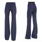 Derek Lam Contrast-Seam Flare Trousers Navy Blue Photo 1
