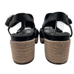 Aerosoles Espadrille Sandals Womens 5 Black Leather Platform Wedge Chunky Photo 5