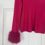 Adrienne Landau  Onyx Fur Trim Cuff Fusica Hot Pink Sweater Ski Resort Photo 1
