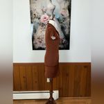 Funky Just Polly Slinky Bronze Button Up Dress! Brown Photo 3