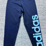 Adidas Climate Blue Small Women's Leggings Pocket Stretch Logo Hit Pullon Photo 0