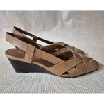 Aerosoles Brand New In Box Carmel Brown Leather Wedge Heel Sandals Shoes Size 9M Photo 4
