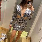 Symphony Black And Silver Snake Skin Cutout Dress Photo 0