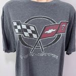 General Motors Corvette  Car Flag Racing Graphic T-shirt Large Gray Photo 1